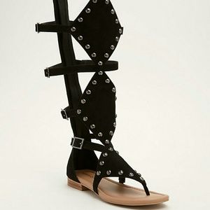 Torrid black studded ankle high gladiator sandals